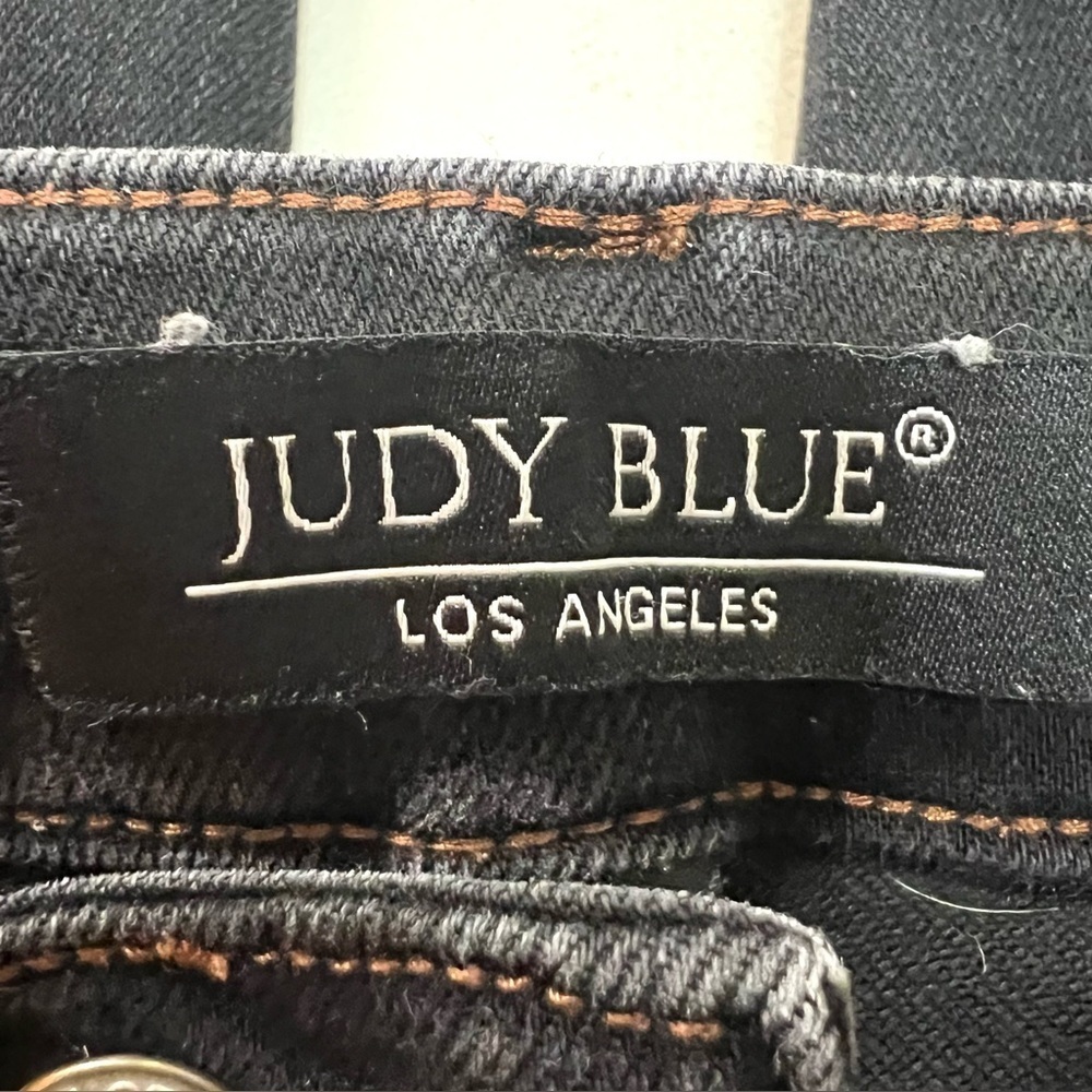 Judy Blue Black Distressed Cropped Straight Leg Stretch Denim Women’s 31 - Picture 14 of 15